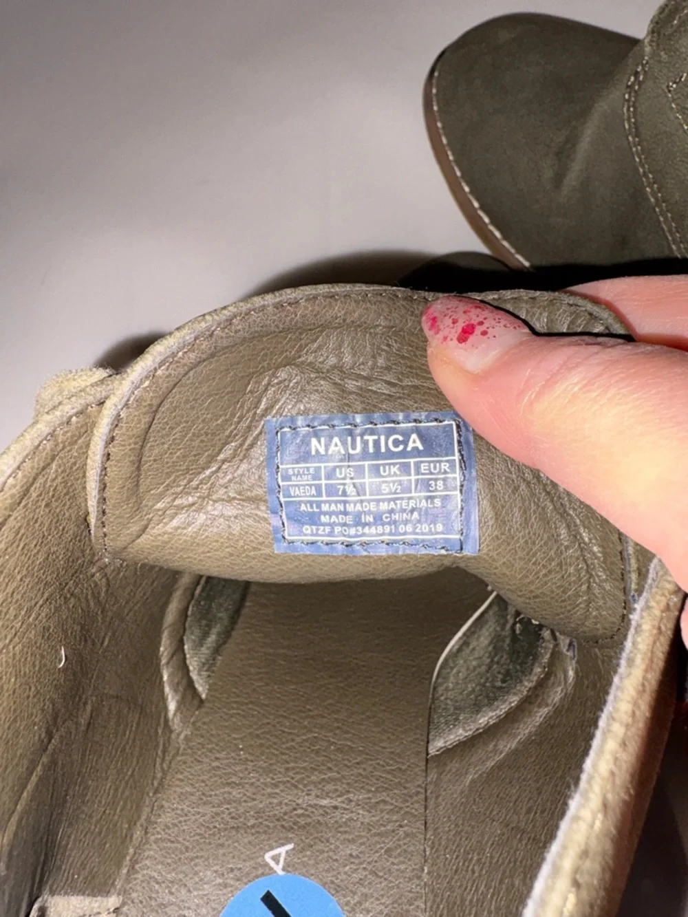 Nautica Vaeda Olive Suede Lace-Up Wedge Booties Size‎ 7.5